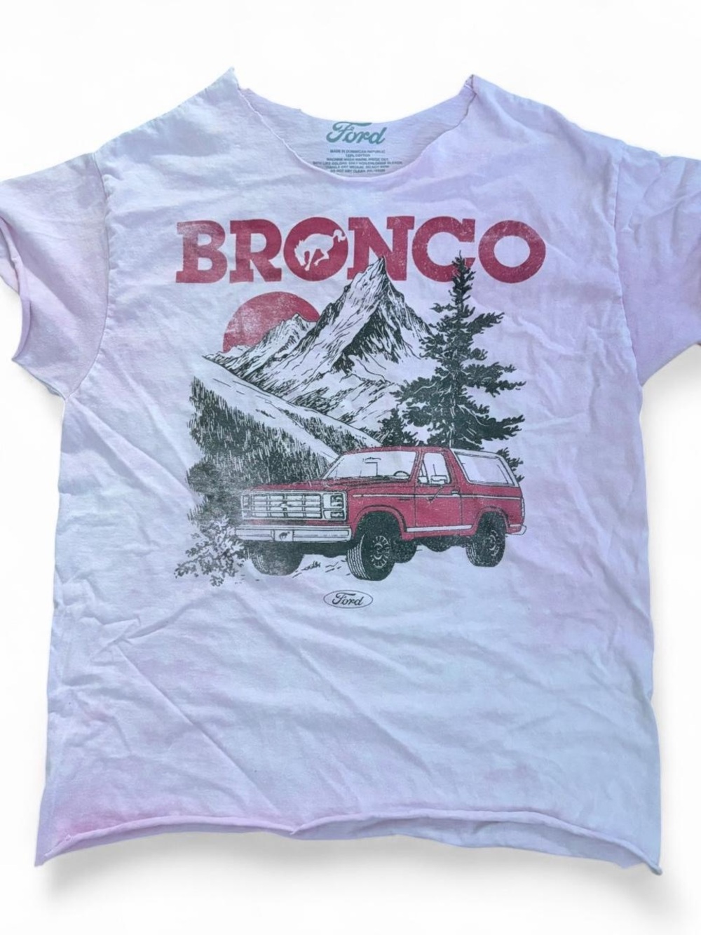 Ford red Bronco woman’s light pink cotton t-shirt Size M